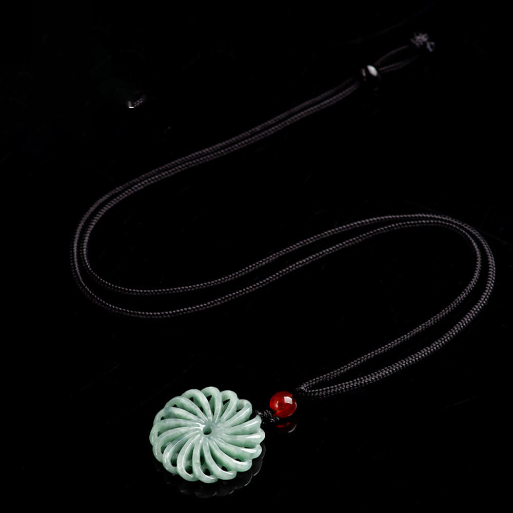 Real Grade A 100% Natural Green Jade Jadeite Women Lucky Circle Pendant
