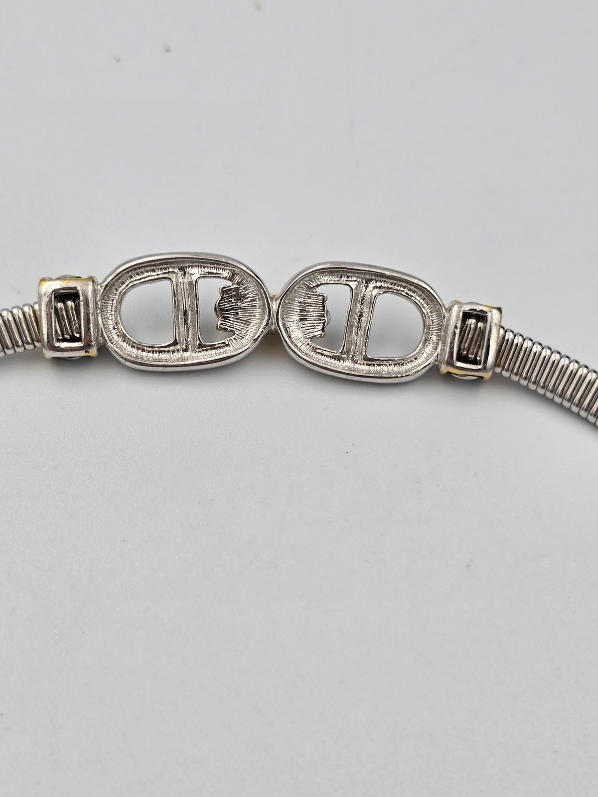 Two-Tone Omega Mariner Link Choker Necklace Silver Gold Tone Fashion Jewelry