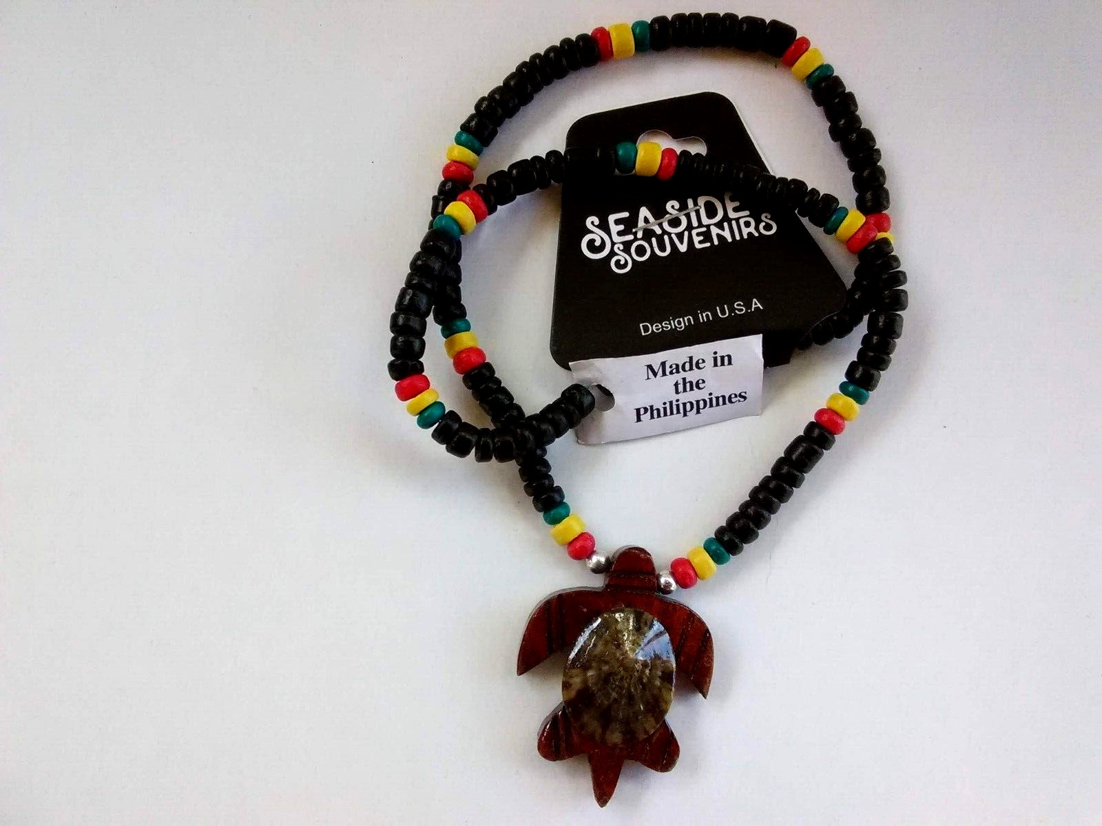 Turtle Limpet Rasta Necklace Coconut Ethnic Tribal Unisex 18″ USA Seller New