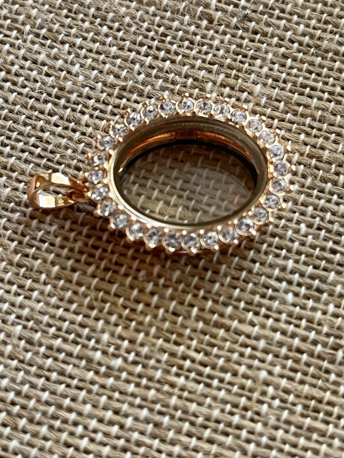Origami Owl Oval Rose Gold Hinged Living Locket w/ Crystals And Chain
