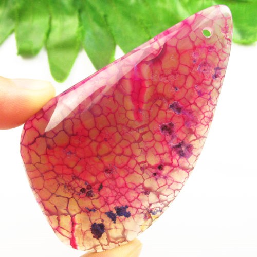 76x44x10mm Peachblow Dragon Veins Agate Freeform Pendant Bead S0048030