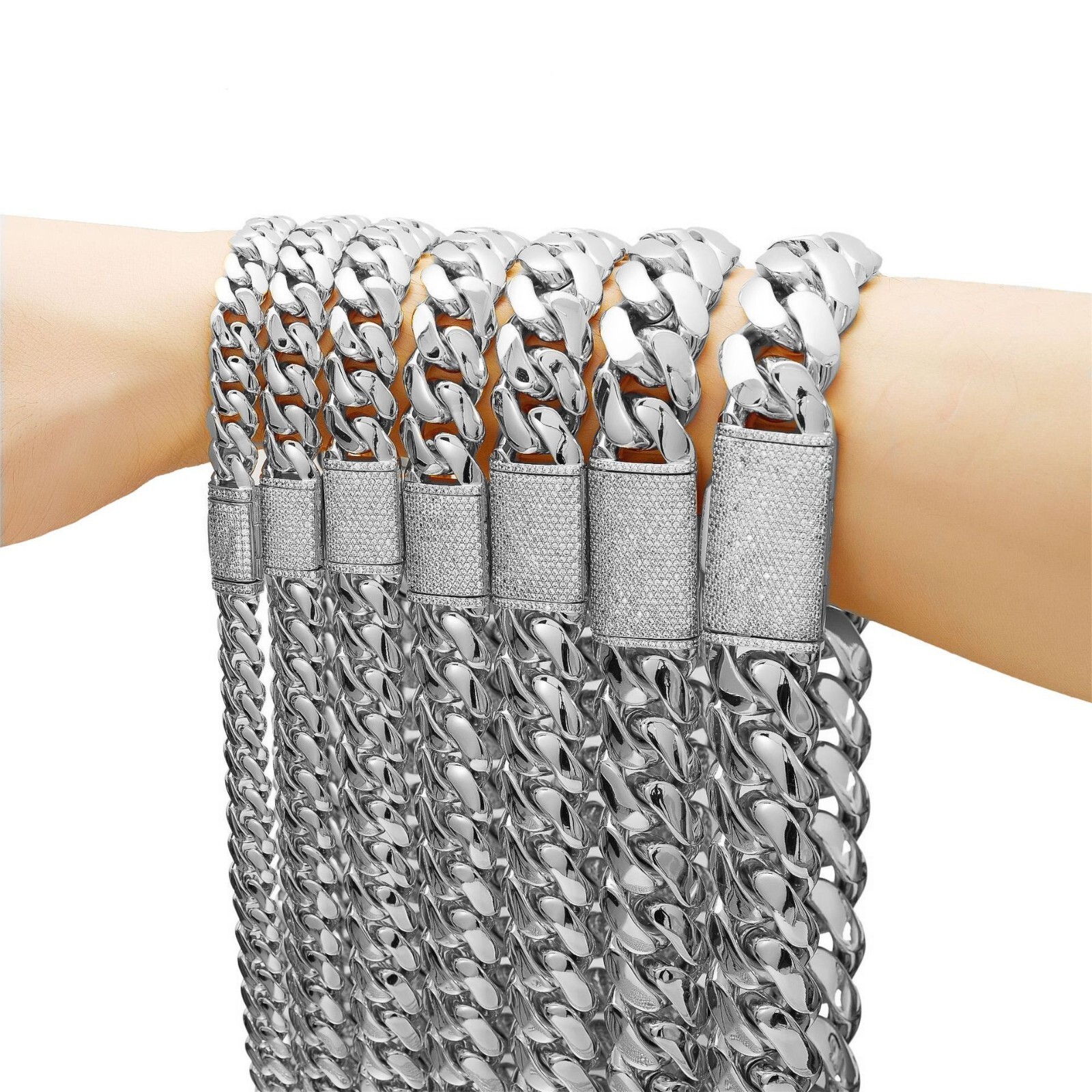 10-22mm Stainless Steel Miami Hip Hop Cuban Chain Necklaces or Bracelets