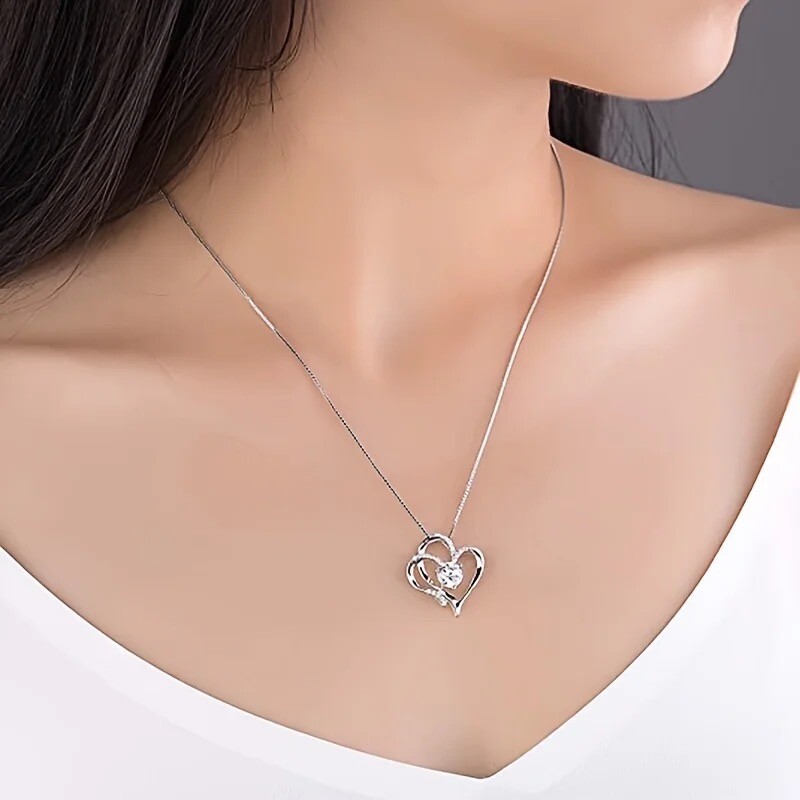 Valentine’s Day Gift Necklace Heart Charm& Luxury Rose Gift Girlfriend Wife Her