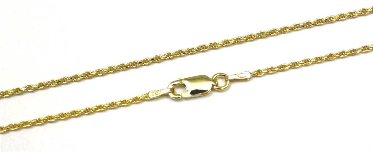 1.4MM YELLOW GOLD ITALIAN SILVER 925 DIAMOND CUT ROPE CHAIN 16″ 18″ 20″ 22″ 24″