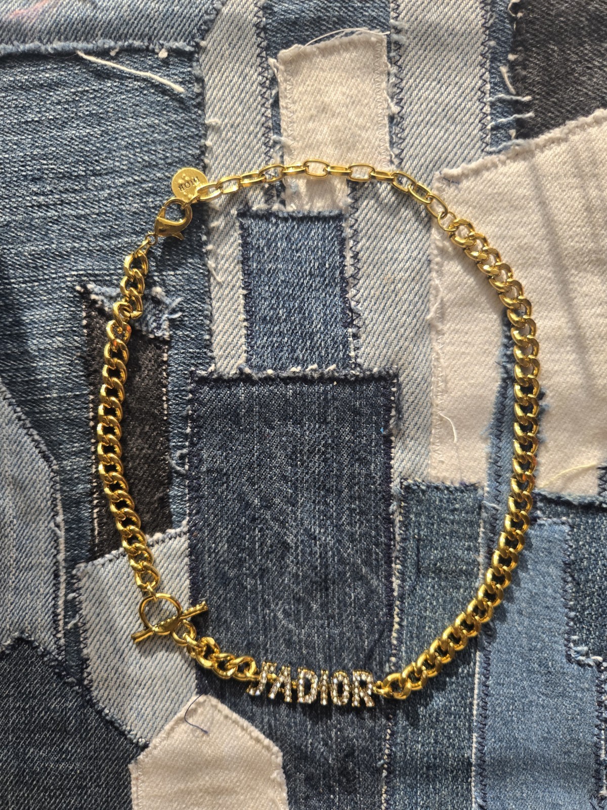 Gold Rhinestone Designer Necklace Charm