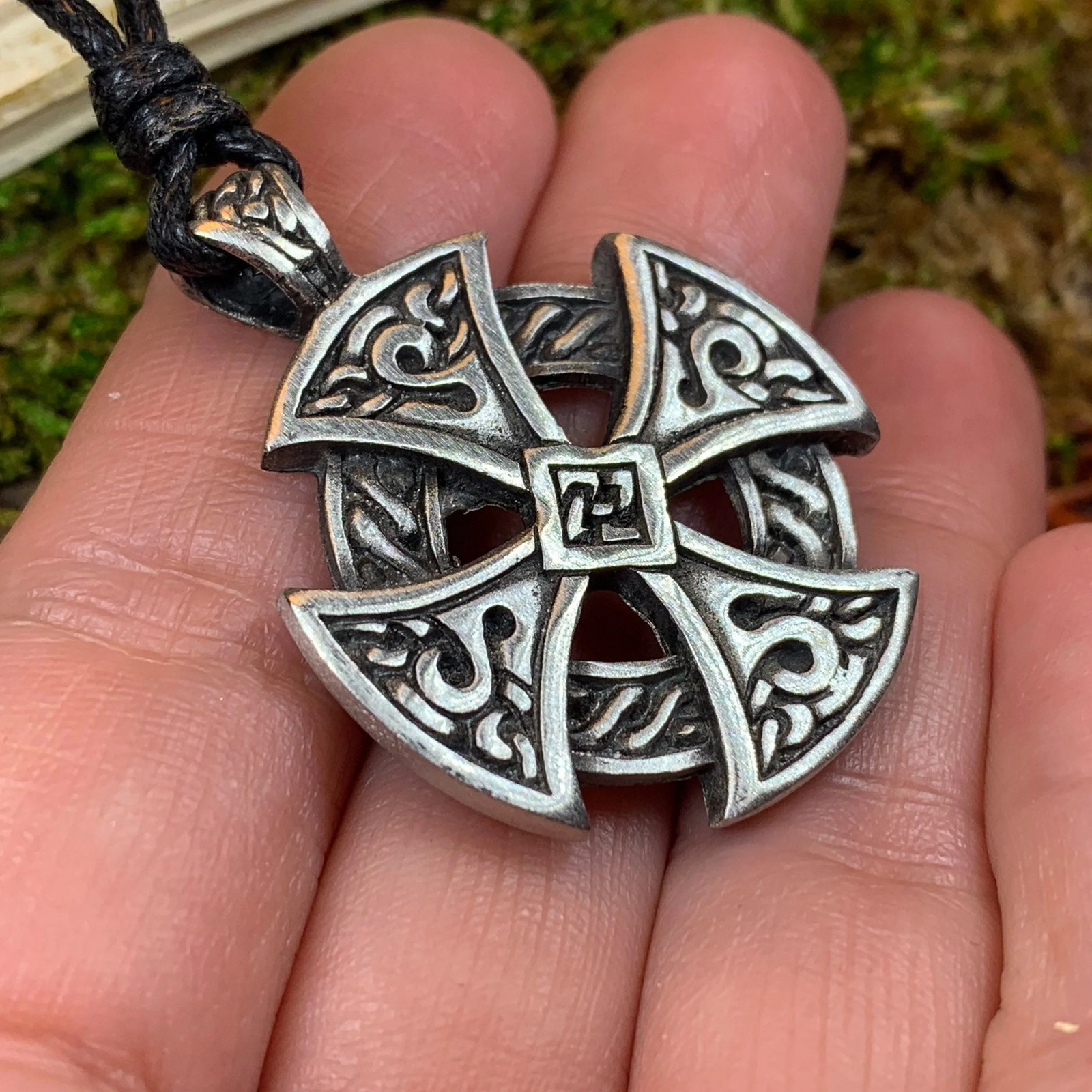 Celtic Cross Necklace Irish Scottish Welsh Pewter Pendant Mens Boys