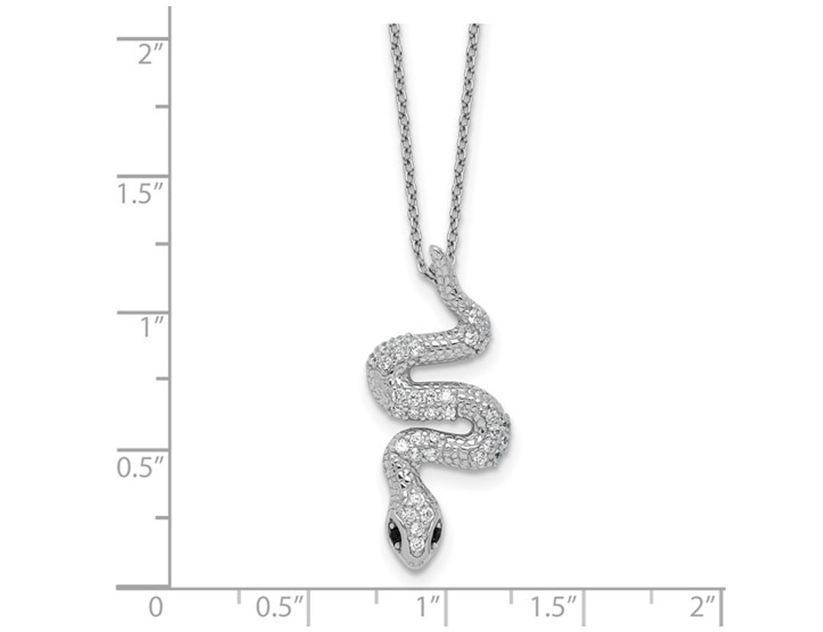Sterling Silver Snake Pendant with Black and White Synthetic Cubic Zirconias