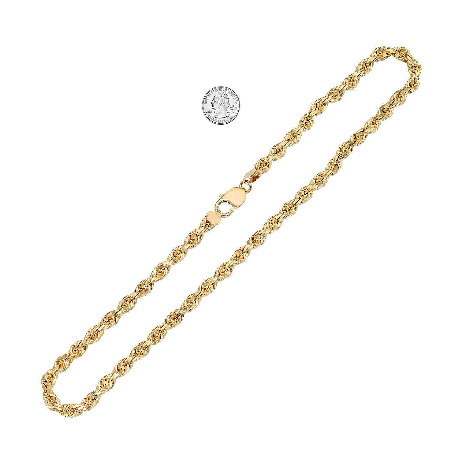 14k Solid Yellow Gold Rope Chain Necklace Bracelet 1mm-10mm Men Women Sz 7″-30″