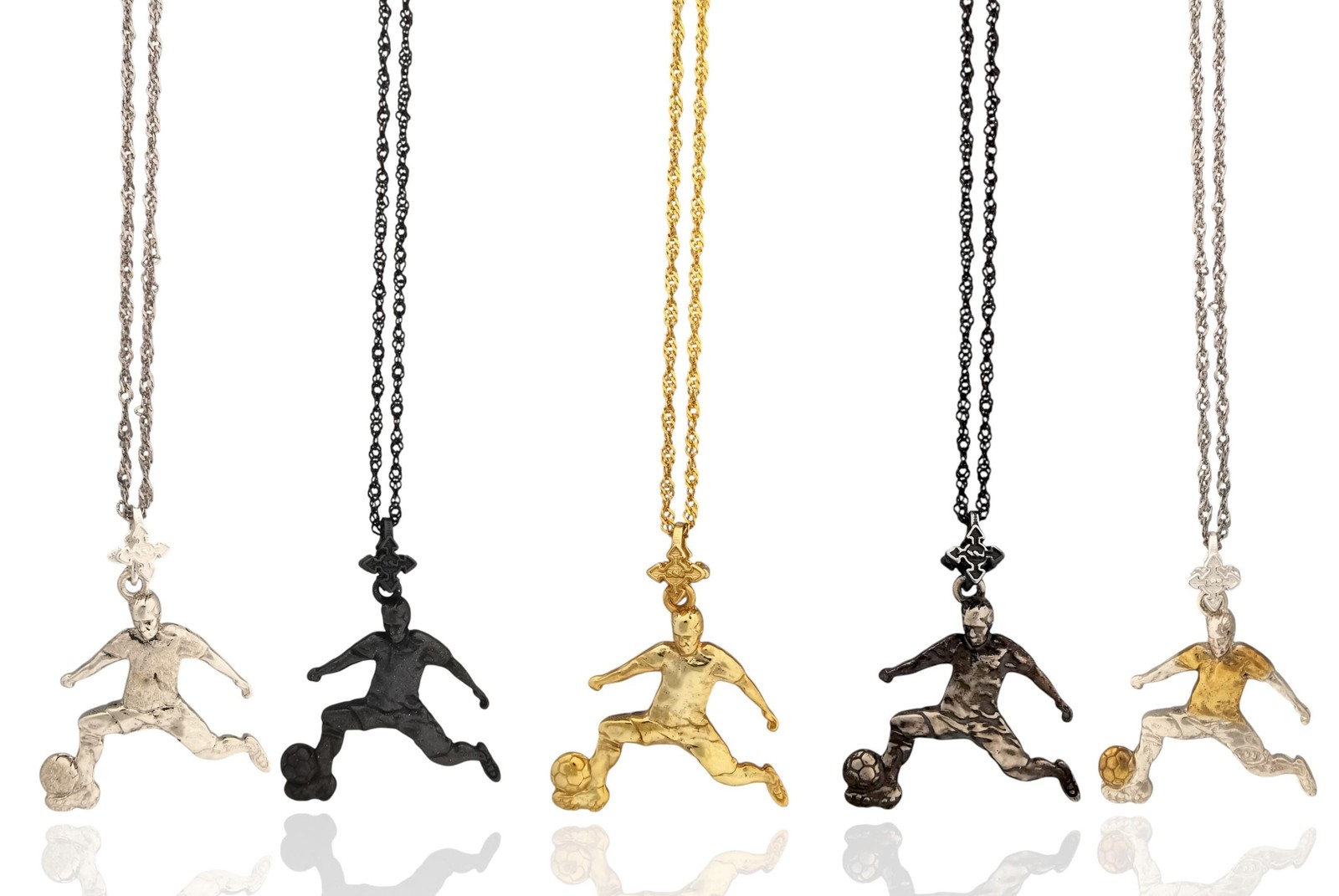 Football Pendant Necklace for Men – 925 Silver with Gold Plating Jewelry