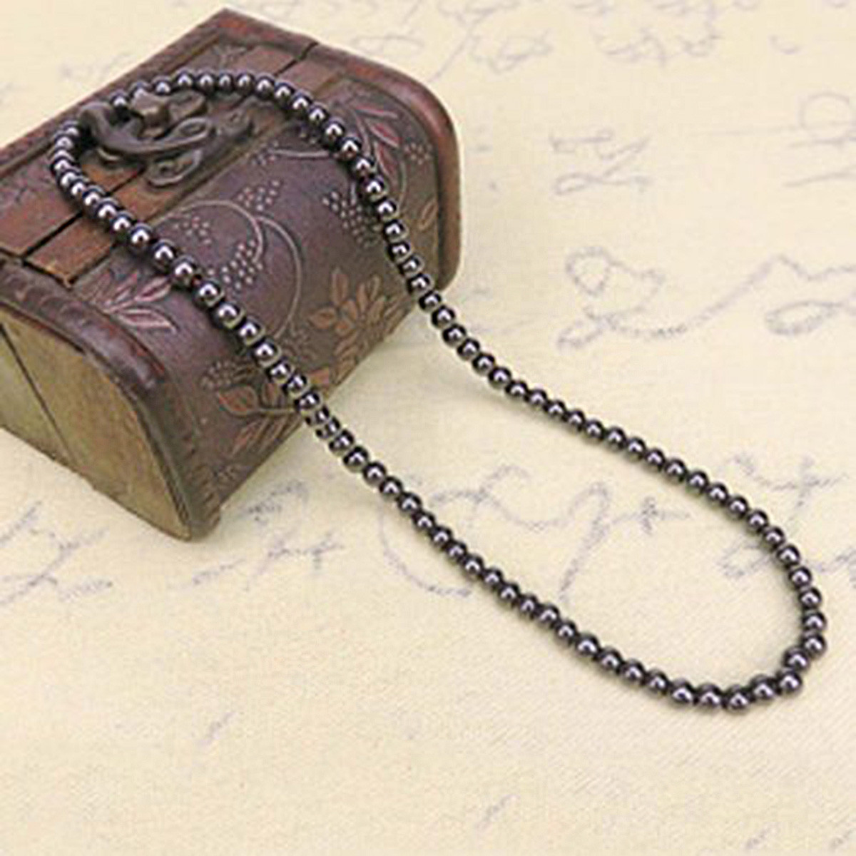 Fashion Black Magnetic Hematite Beads Health Care Necklace Women Men Jewelry