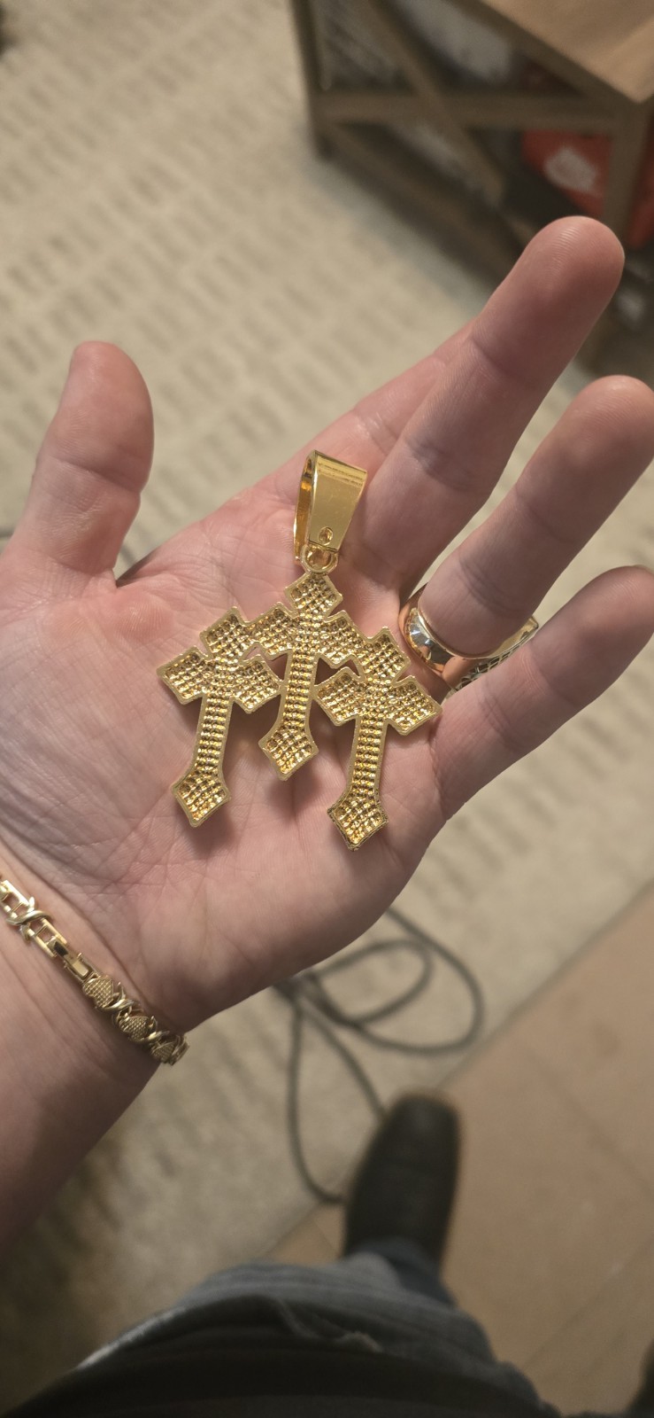 Gold Triple Cross Cz Cross Pendant Hip Hop – Religious