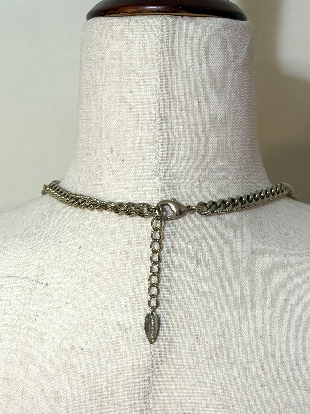 Coldwater Creek Multi Strand Necklace Black Bead Clear Crystal Silver Tone