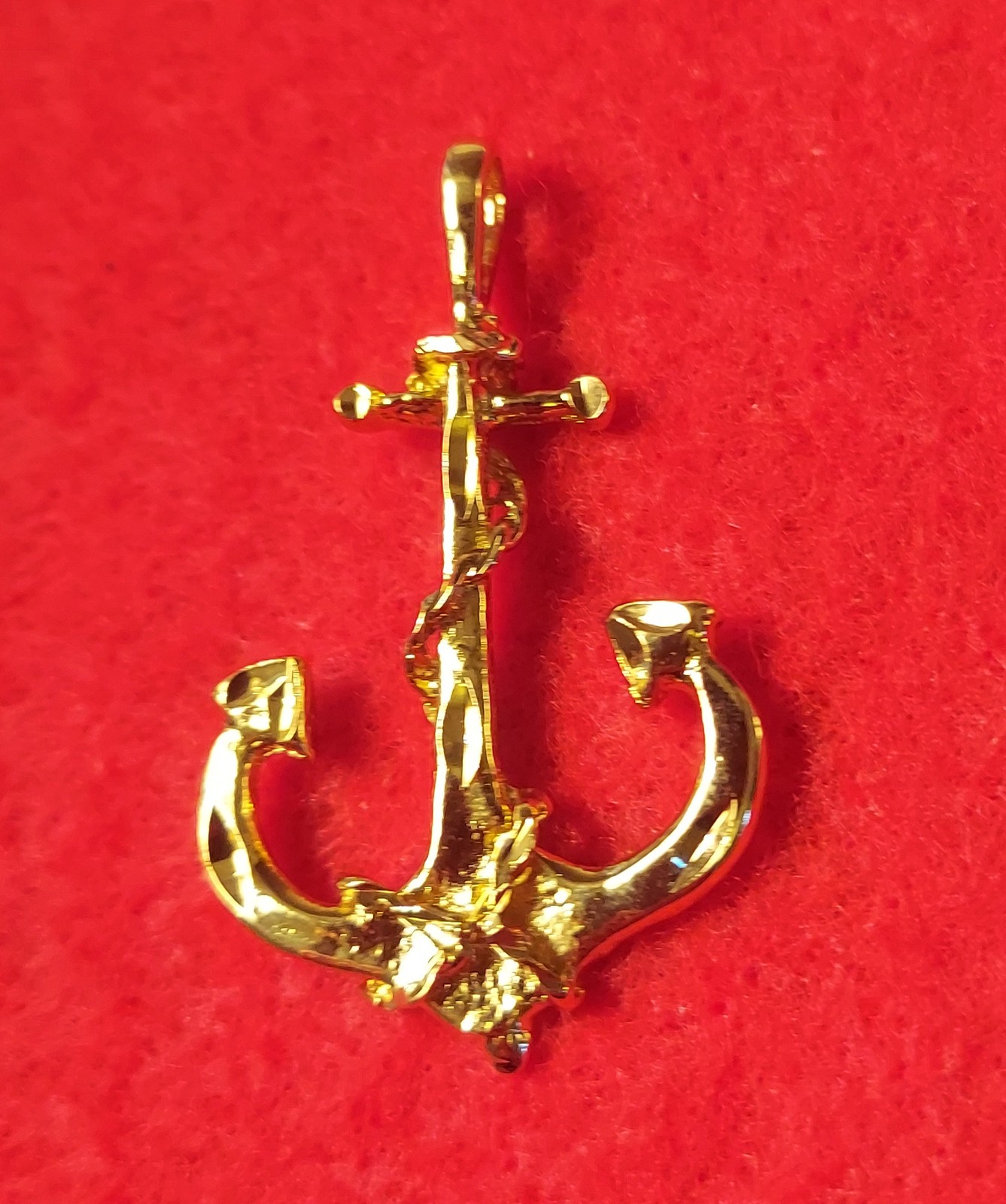14KT GOLD PLATED ANCHOR CHARM PENDANT WITH 16″-30″ ROPE CHAIN -2285