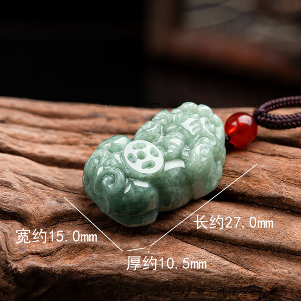 Real Grade A 100% Natural Green Jade Jadeite Women Lucky Pixiu Bead Pendant