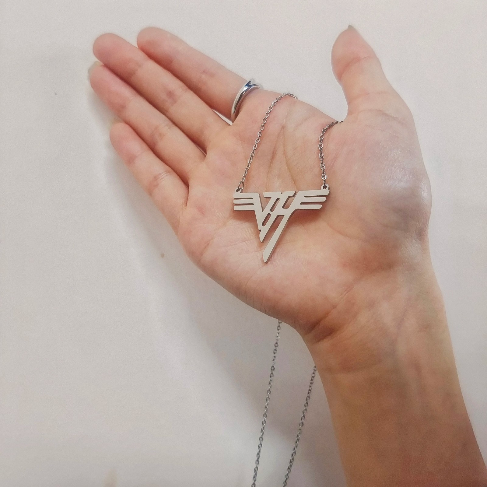VH Charm Eddie Gold Plated Stainless Steel Pendant Van Halen Necklace Rock Gift