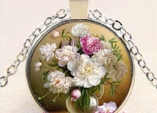 FLOWER VASE HOMEMADE pendant women Silver Necklace MOM MOTHER FREE $10 GIFT