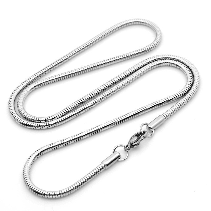 10pcs Lot 2.4mm 18-24inch Stainless Steel Round Snake Chain Necklaces Hip Hop