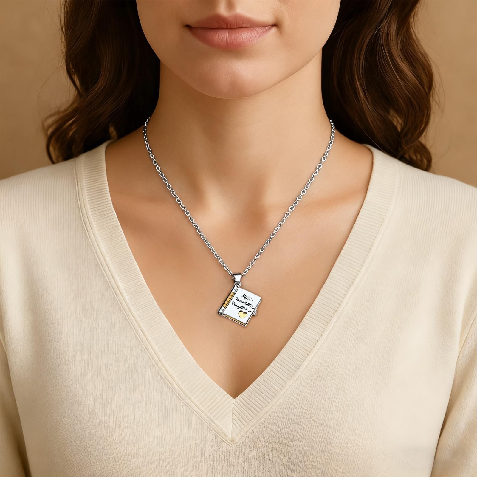 My Incredible Daughter Book Necklace Gifts for Daughter from Mom Dad Engraved…