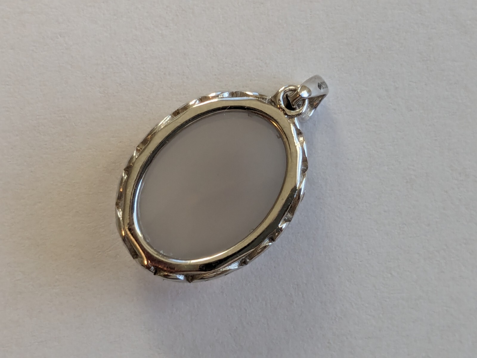 Natural Eye Clean Chalcedony 16x12mm Pendant with S925 gSetting/Rhodium Plating