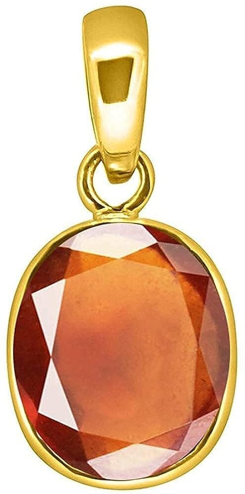 8.25 Rati 7.47 Carat Hessonite Garnet Stone Ashtdhatu Pendant Original and Cert