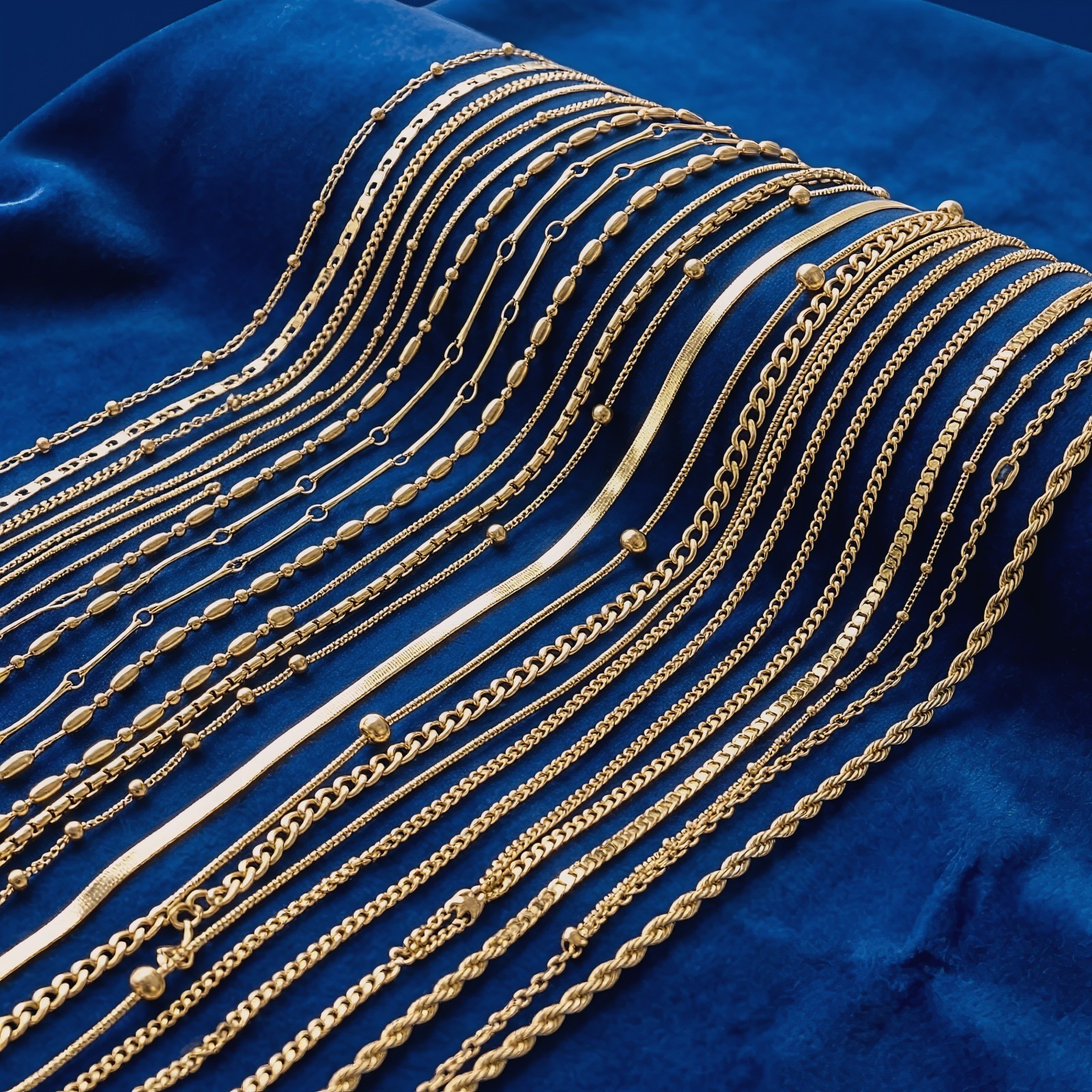 18K Gold Plated Stainless Steel Chain Necklace Cuban Rope Snake Cable Unisex