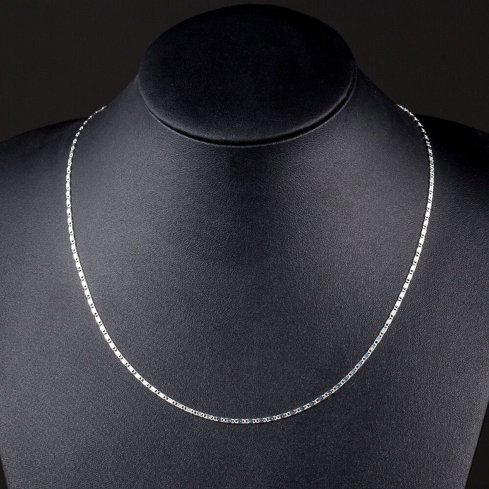 2mm Men Woman 925 Silver Plated Flat Sequins Sparkling Chain Necklace 16-30”