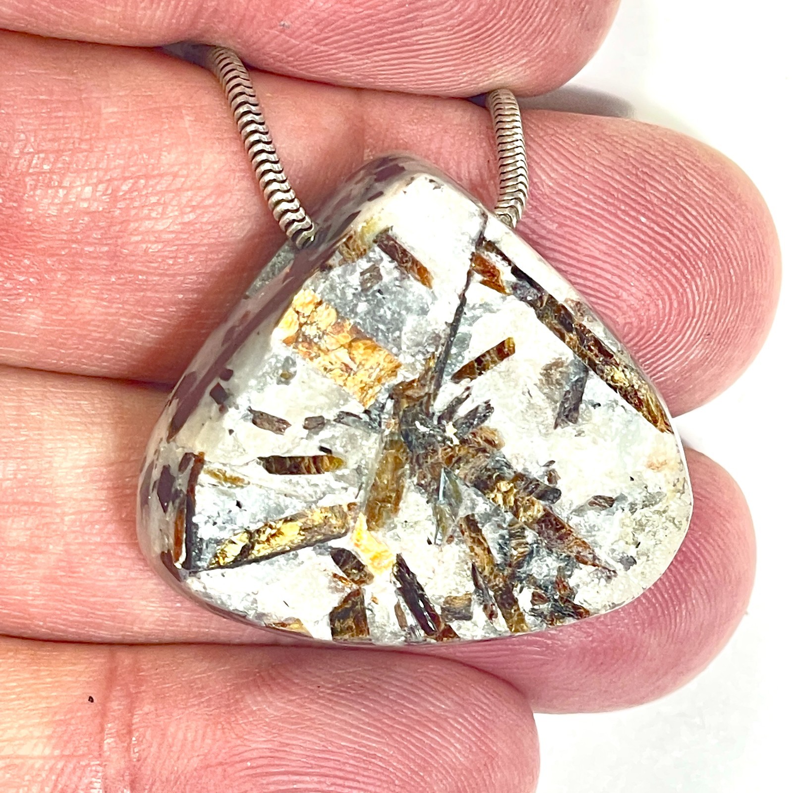 DVH Astrophyllite Fireworks Stone Natural Bead Pendant Russia 28x31x13mm (6808)