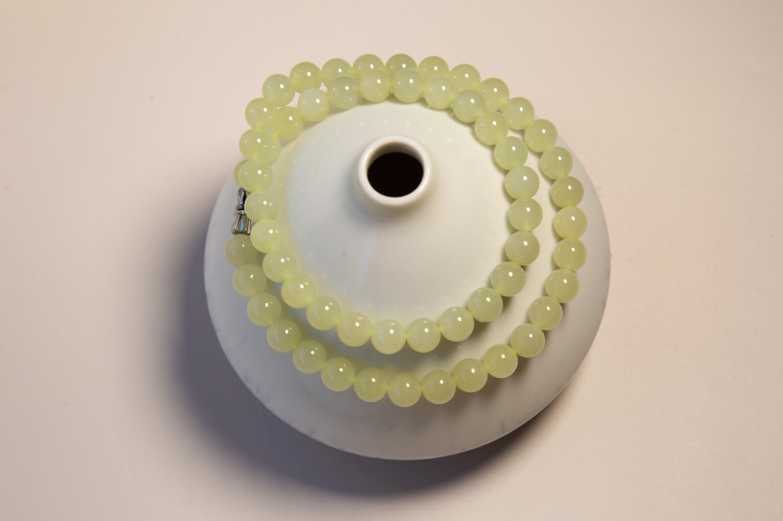 7mm High Grade Oily Yellow Nephrite Necklace｜高级若羌黄口和田玉项链