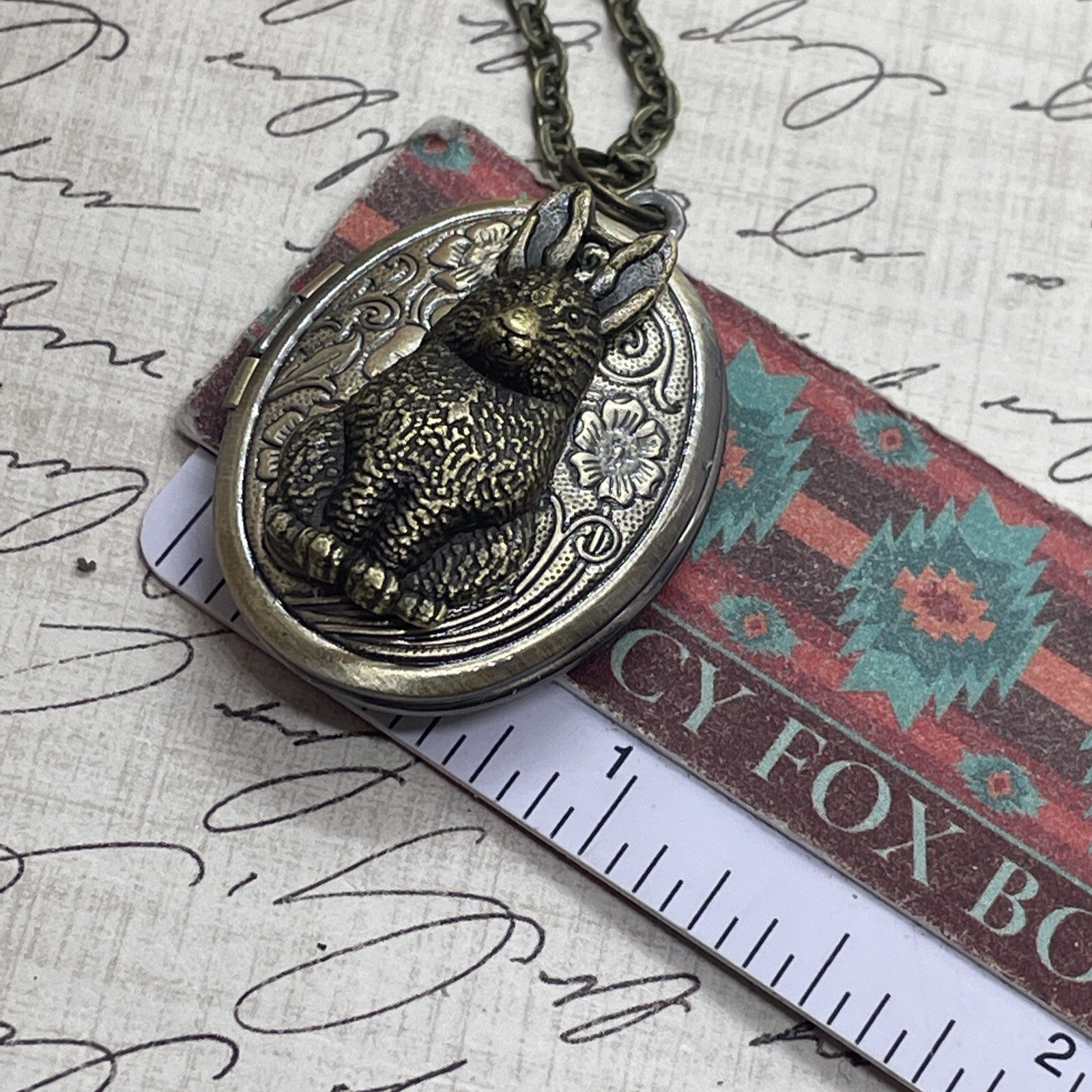 BUNNY RABBIT Locket Necklace JEWELRY Pendant PHOTO bronze Picture Birthday Gift