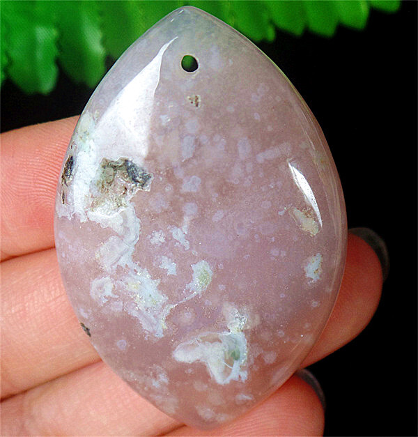 47x31x7mm Natural Cherry Blossom Agate Healing Marquise Pendant Bead DY3522