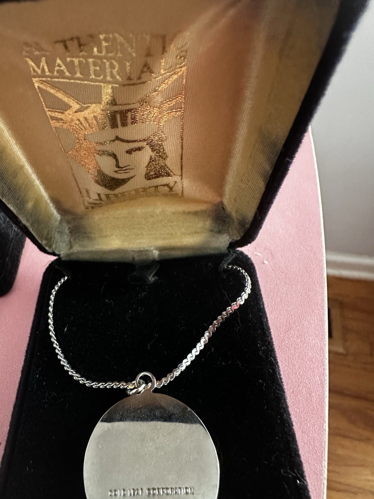 Goldville Corp Liberty Centennial Coin Pendant Necklace Signed Engraved Rope