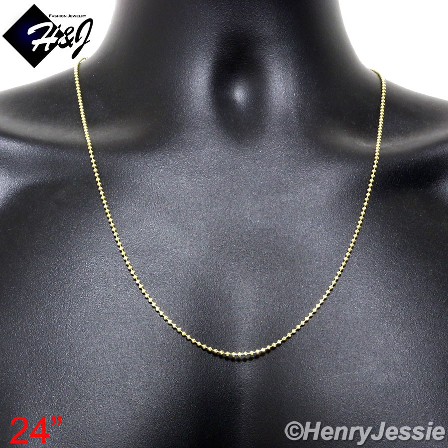 925 STERLING SILVER 24″X2MM GOLD PLATED BEADED CHAIN CUBIC ZIRCONIA PENDANT*G204
