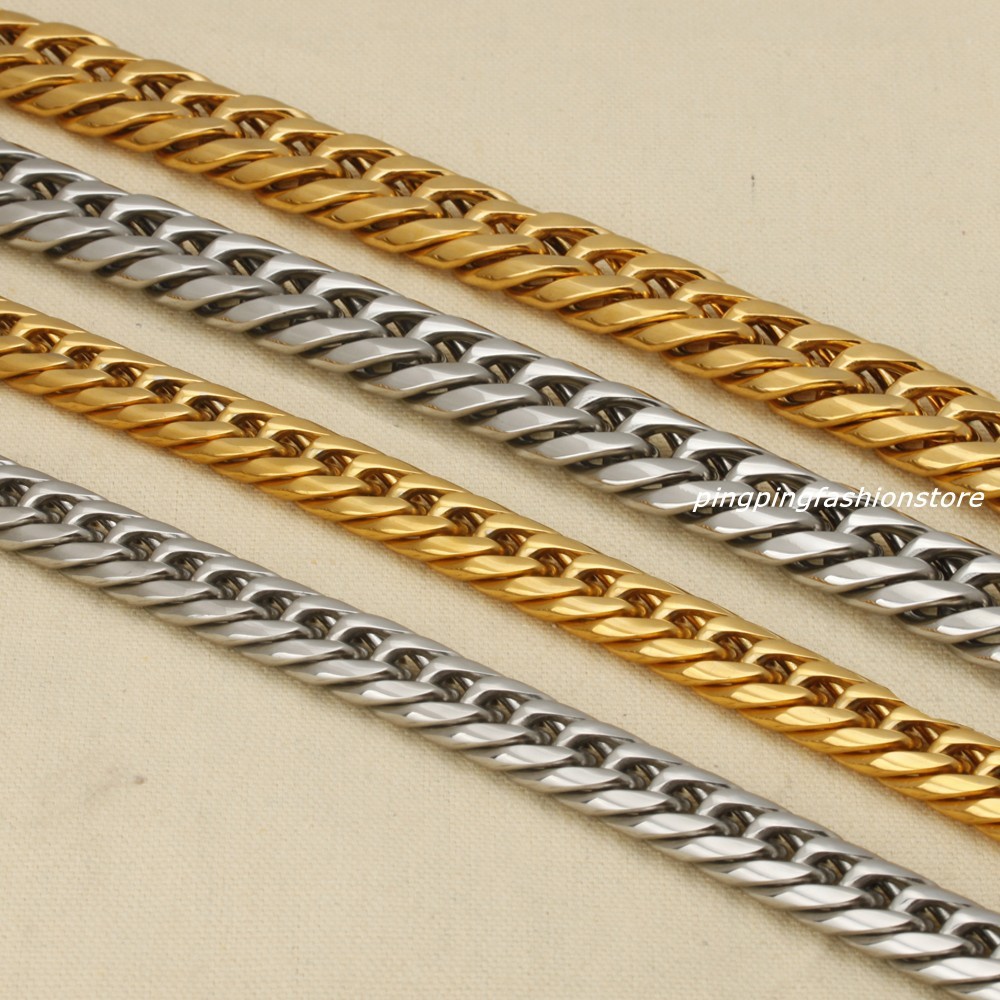 16/20mm Huge Stainless Steel Silver/Gold Curb Cuban Chain Men’s Necklace 7″-40″