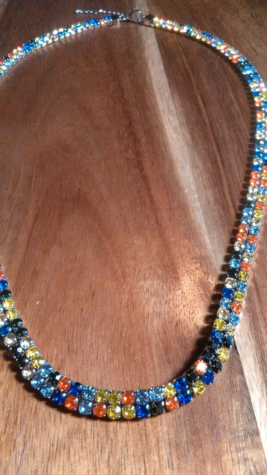 Multi-Color Austrian Crystal Stainless Steel Necklace (18 to 20 Inch)