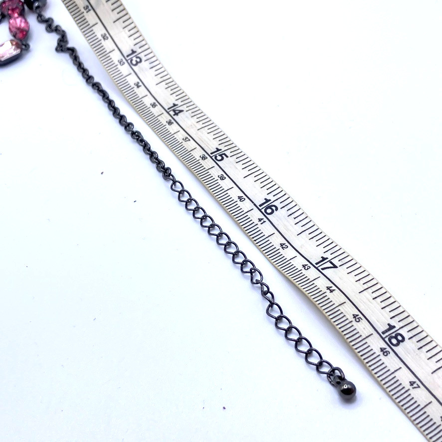 Pink Y Drop necklace black tone metal 46cm adjustable Next costume jewellery