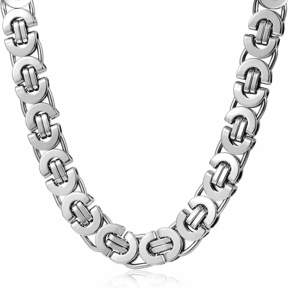 Stainless Steel Flat Byzantine Chain Necklace 6-11mm Men’s Fashion Jewelry Gift