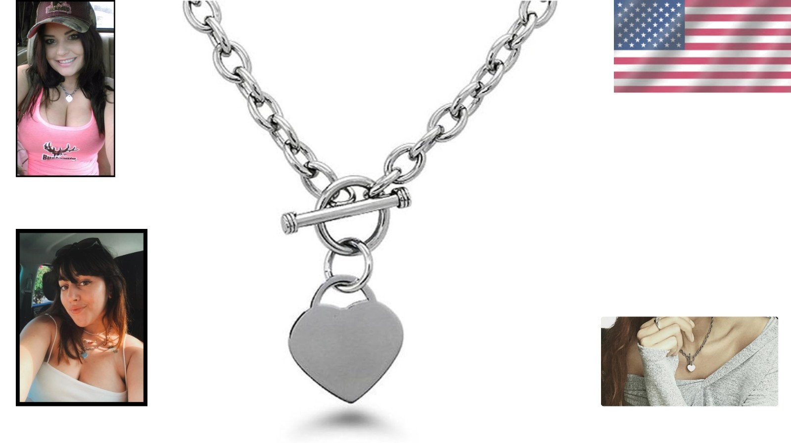 Modern High Polished Heart Pendant Necklace with Adjustable Length 16-25″