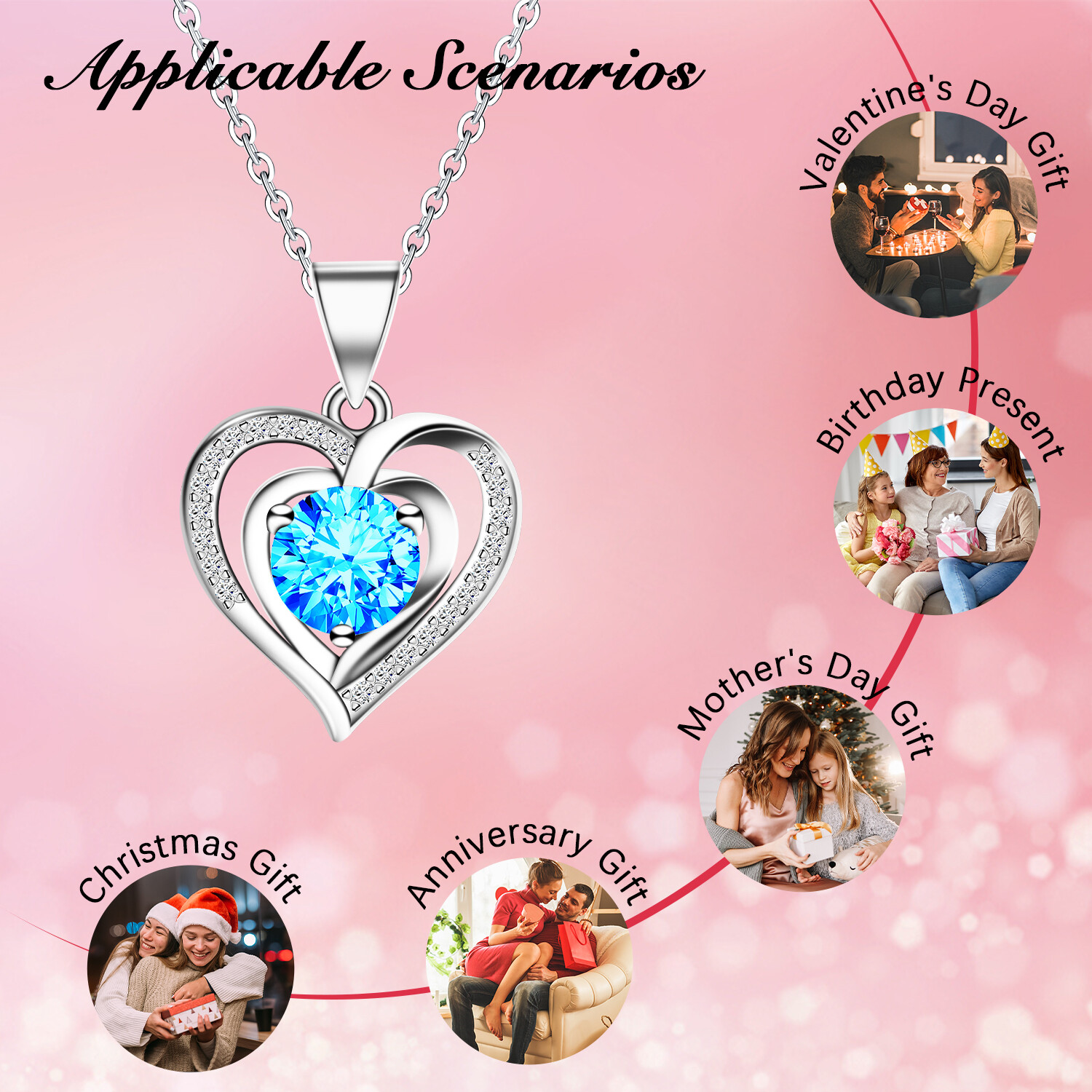 Valentine’s Day Gifts Her Girlfriend Preserved Real Rose and Red Rose Necklace