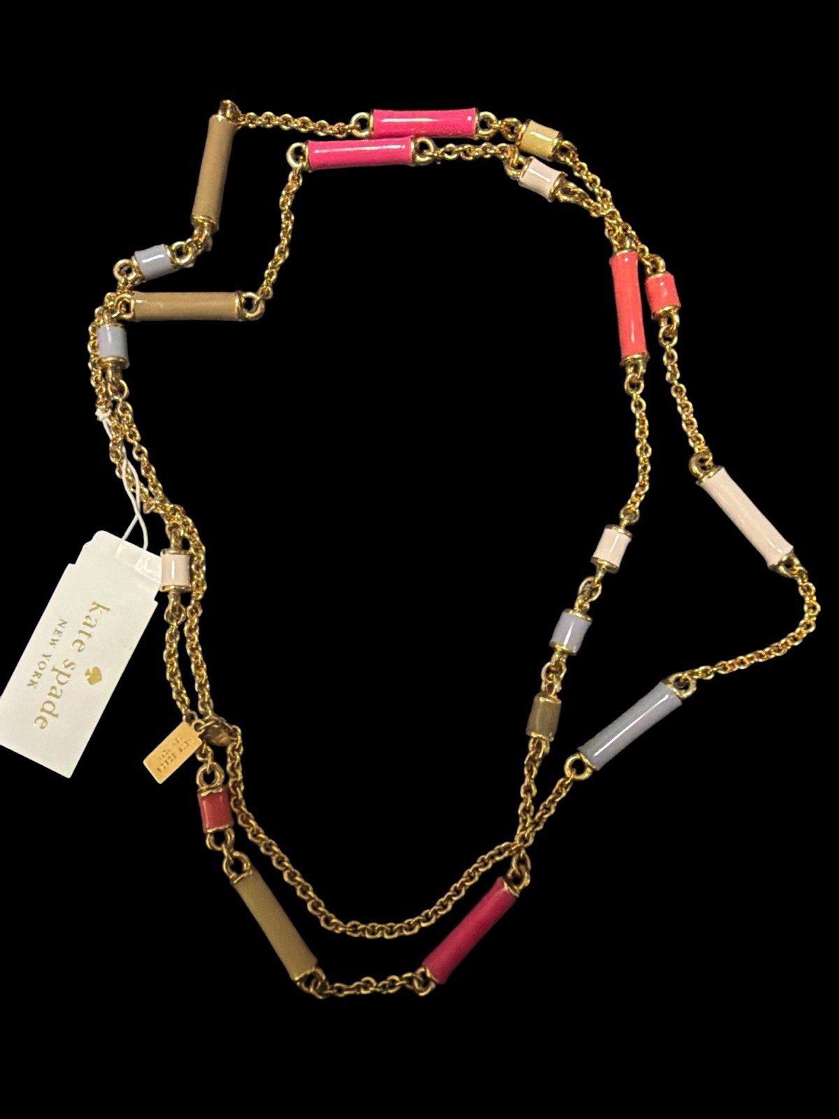 Kate Spade NY Gold Multi-Color ‘Bar None’ Scatter Necklace 32″ Station Chain