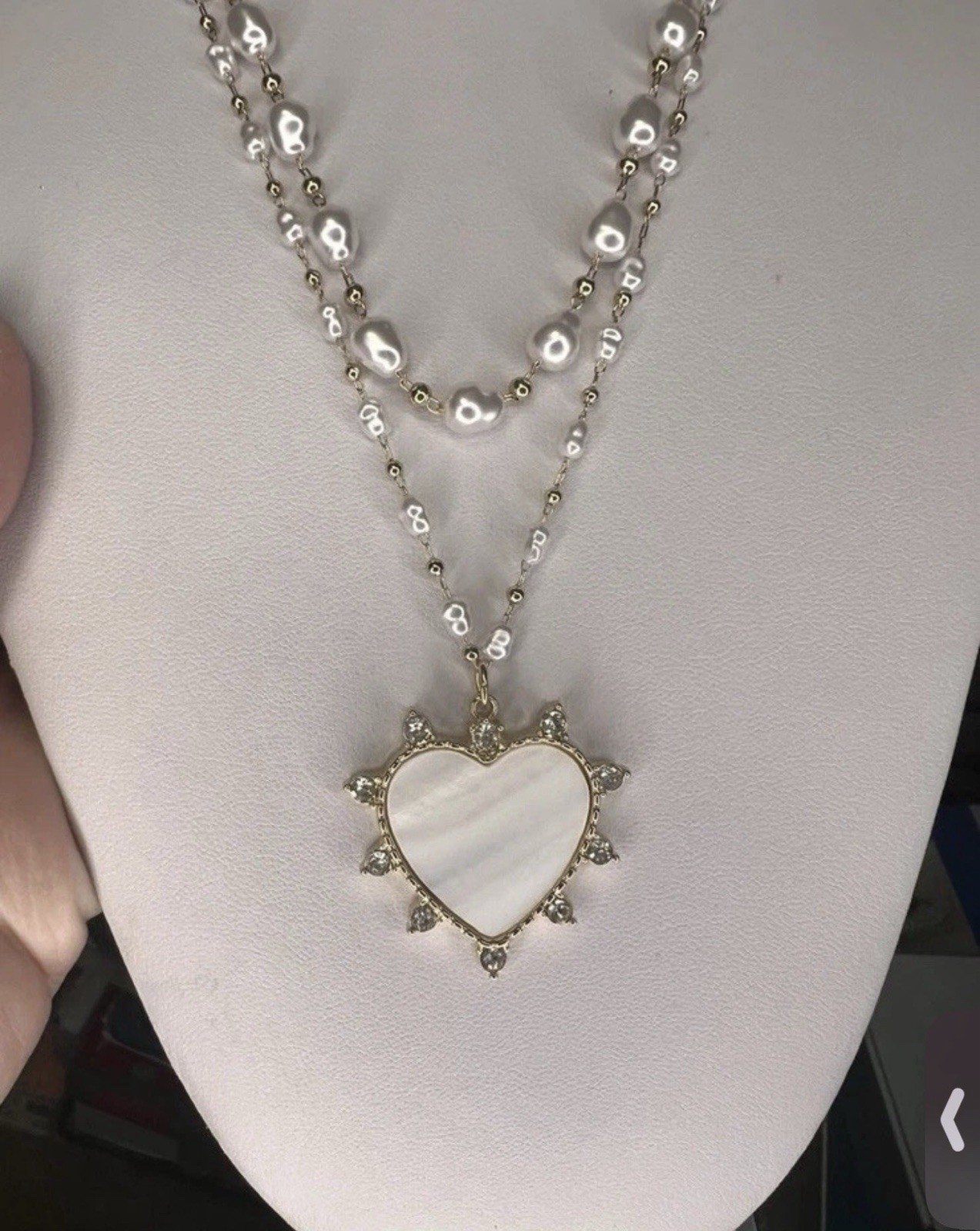 Park Lane Esme 2 In 1 Necklace Set Mother Of Pearl Heart CZ Bead Chain BNWT