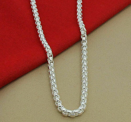 Mens womens 925 Sterling Silver 6mm Smooth Box Link Chain Necklace 18-30 Inches
