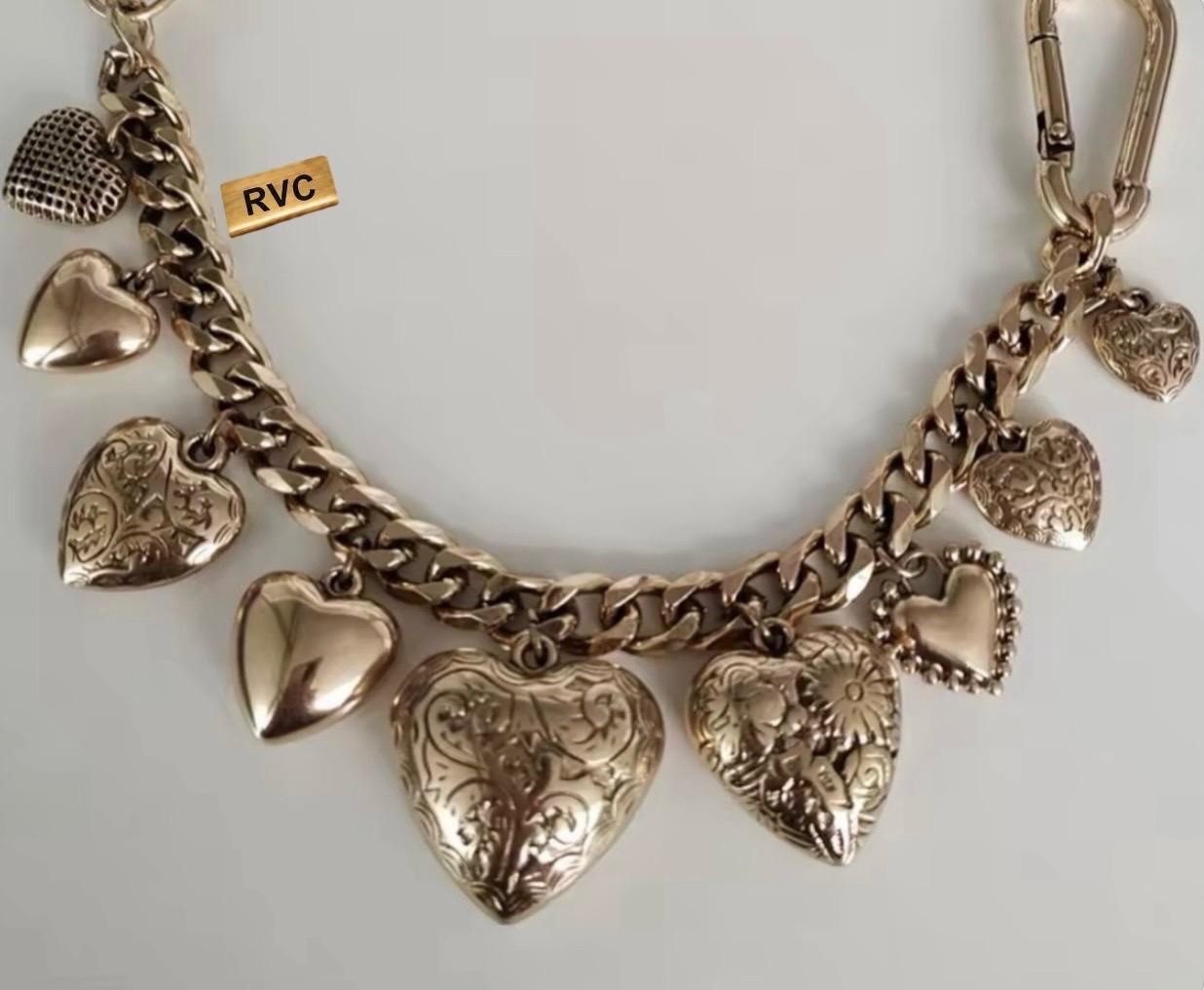 Zara Gold Chunky Contrast Ball Chain Statement Heart Charms Necklace