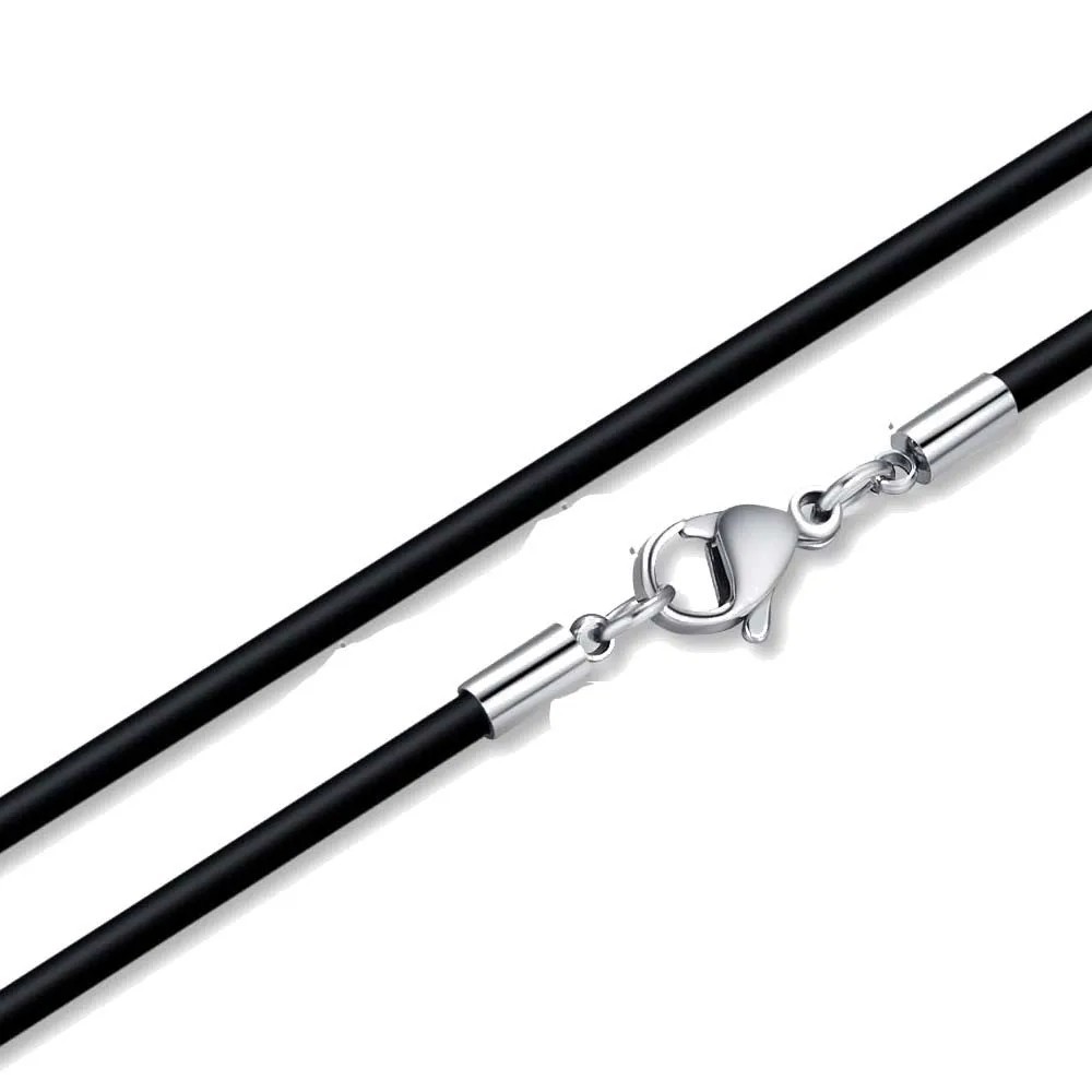 Black Leather Braided Rope Chain Necklace Cord Stainless Steel Clasp DIY Craft