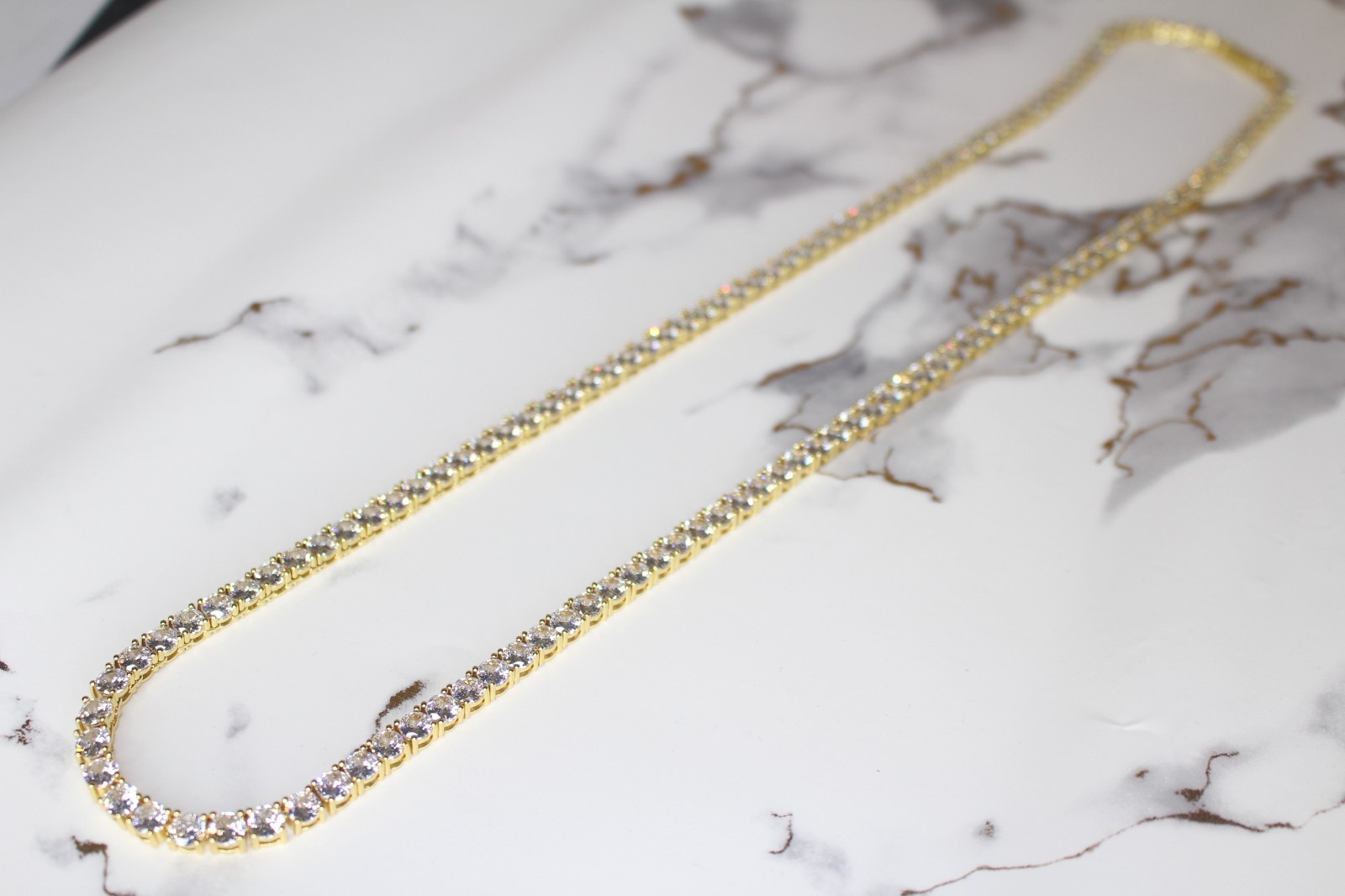 14k STAMPED 5mm Tennis Gold Chain Necklace 100ct Lab Sim VVS1 Diamond 68g HEAVY