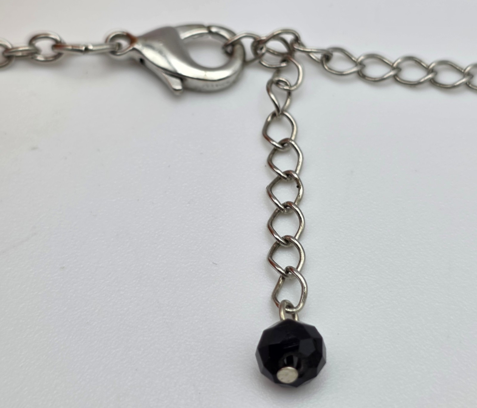 Black Clear Silver Faceted Crystal Bead Cluster Fringe Necklace 21 In