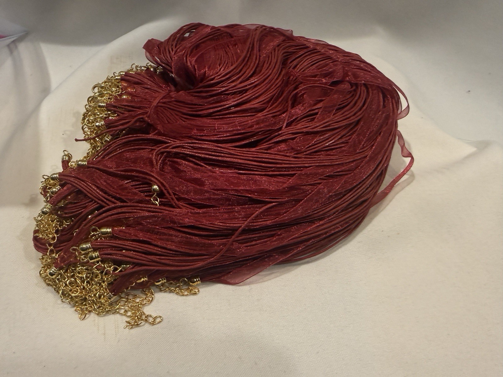 100 Quanity Organza Ribbon Cord Necklace 18″ PICK YOUR COLORS – New Old Stock.