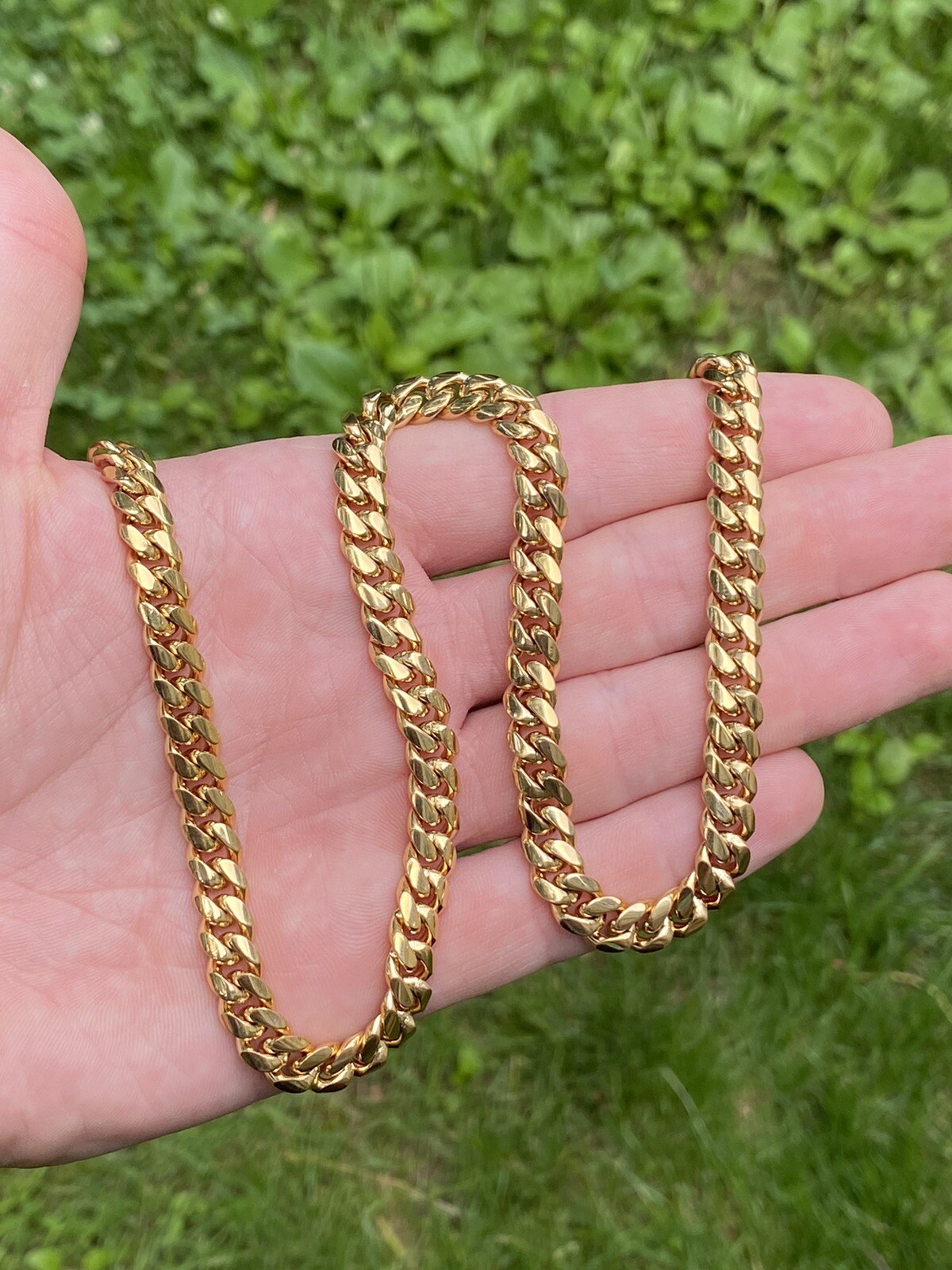 Miami Cuban Link Chain 18k Gold Plated Stainless Necklace 20” 8mm CZ Clasp
