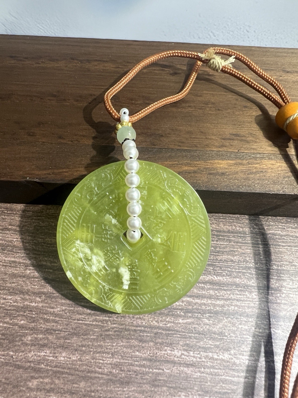 Natural sleeve jade hand-knitted rope necklace