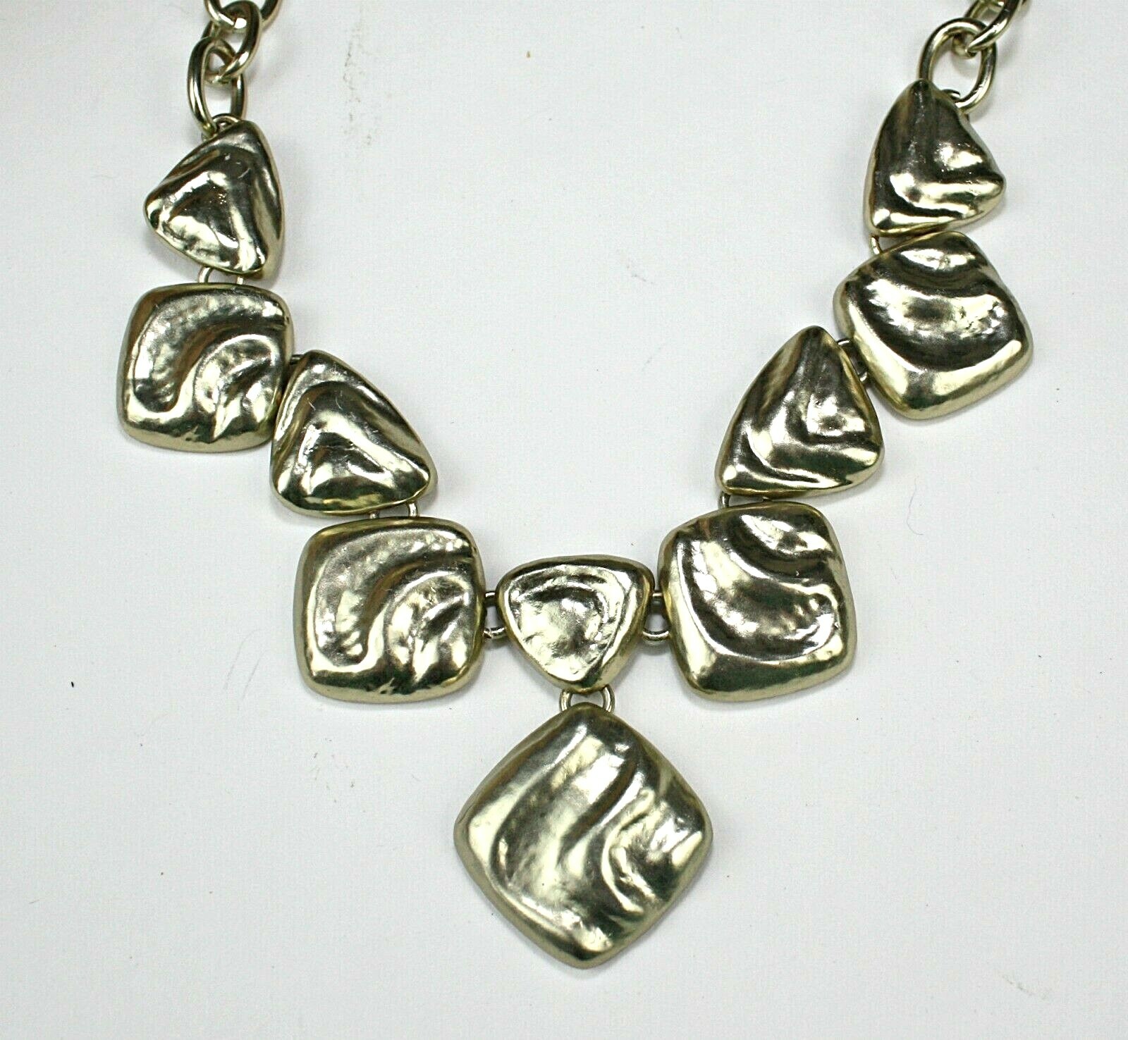 LIZ CLAIBORNE Rare Statement Necklace 18″ Gold Tone Chunky Chains Ornate Links