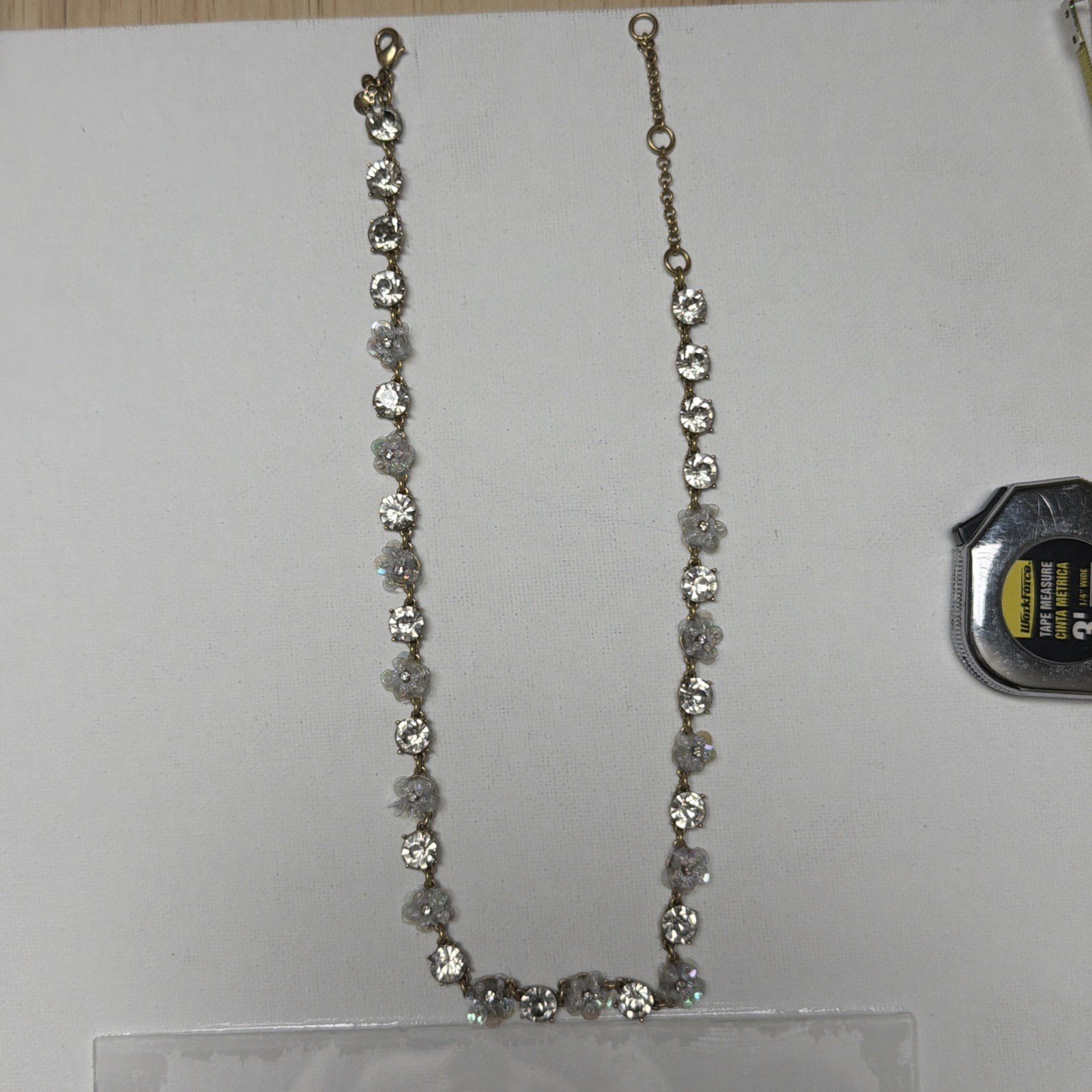 Ann Taylor Clear Colorless”Stones” And Gold Tone Statement Necklace*